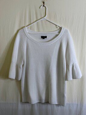 Worthington Women's White Pullover Sweater with 1/2 Bell Sleeves Size XL